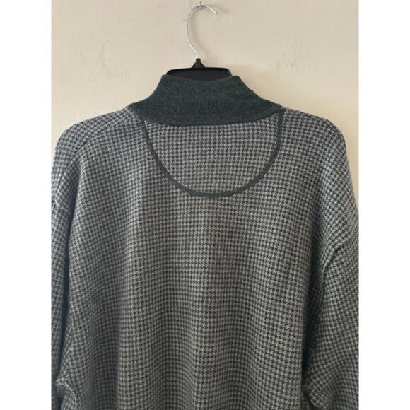 Orvis Hunter Green Gray Houndstooth Merino Wool Knit  Pullover Sweater Mens XL - Picture 7 of 8